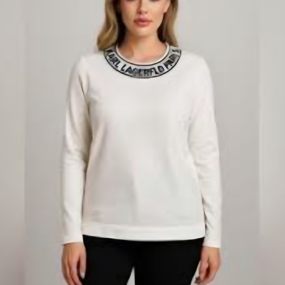 Karl Lagerfeld White Crew Neck Sweater Med 1429